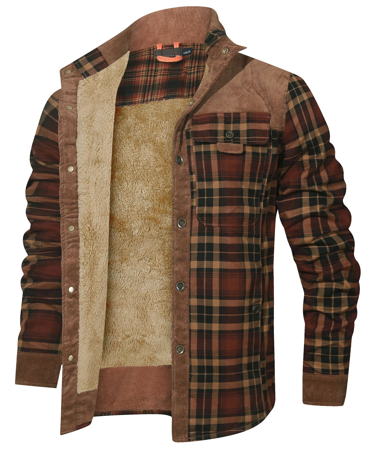 Vinterjakke Herre Plaid Sherpa Foderet Flannel 8