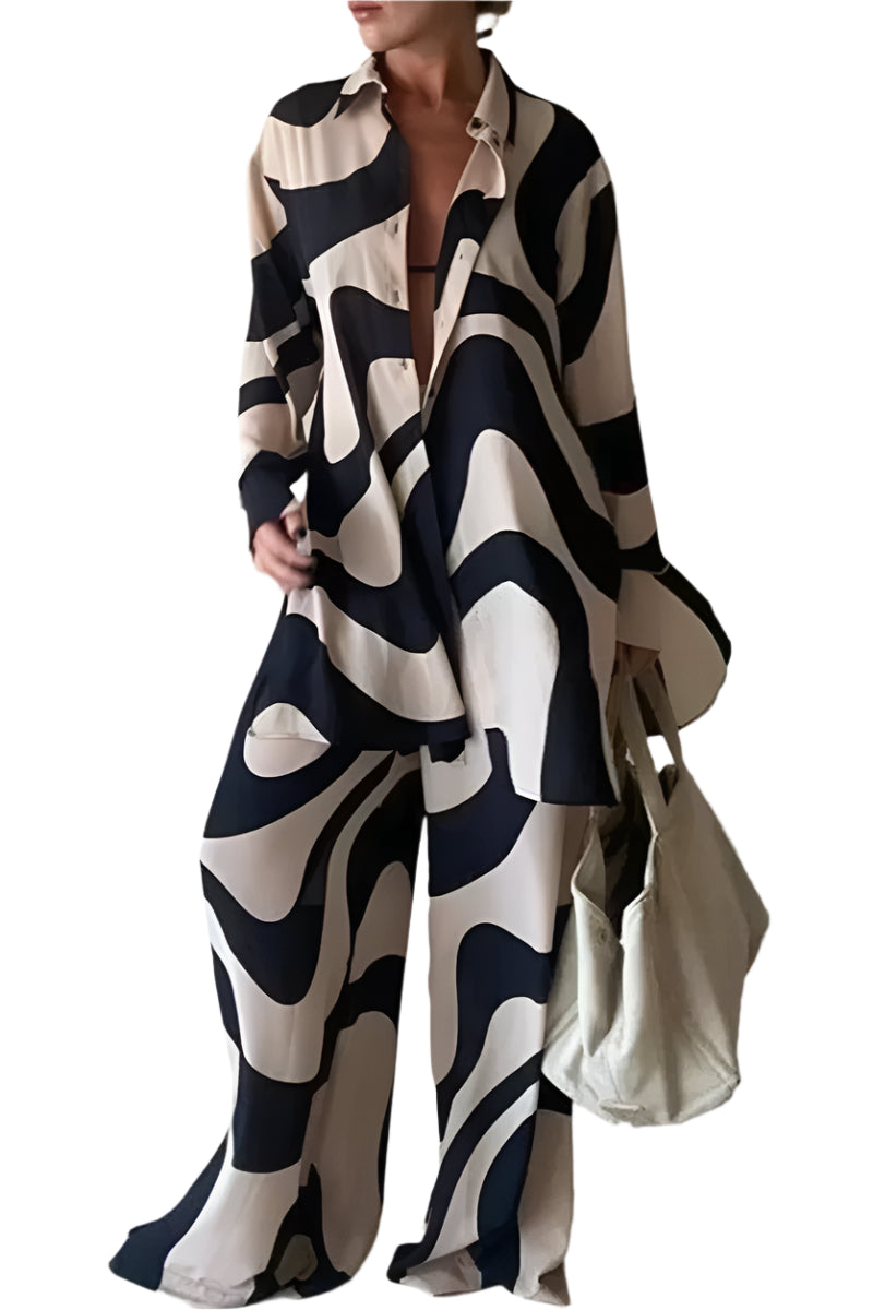 Kvinders Sommer Sæt Linned Bukser og Skjorte Let og Åndbar-1