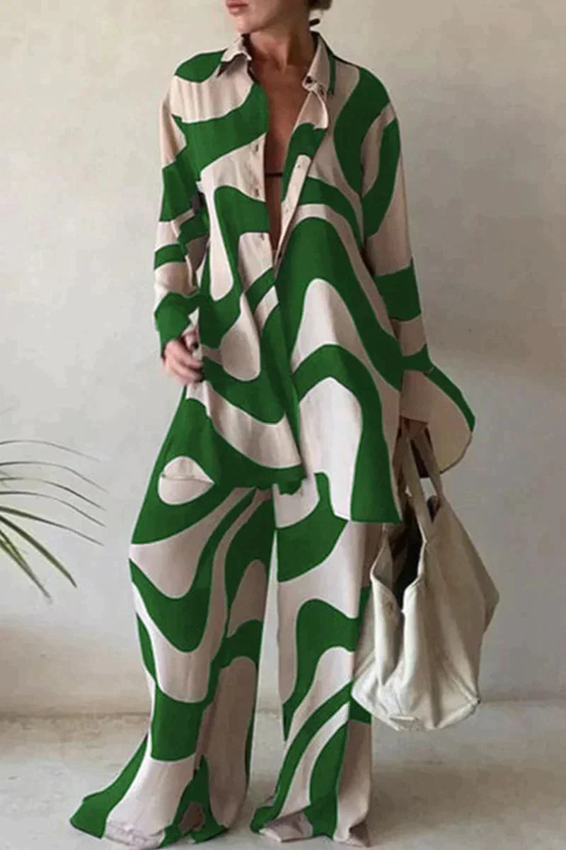 Variant image for Kvinders Sommer Sæt Linned Bukser og Skjorte Let og Åndbar-6