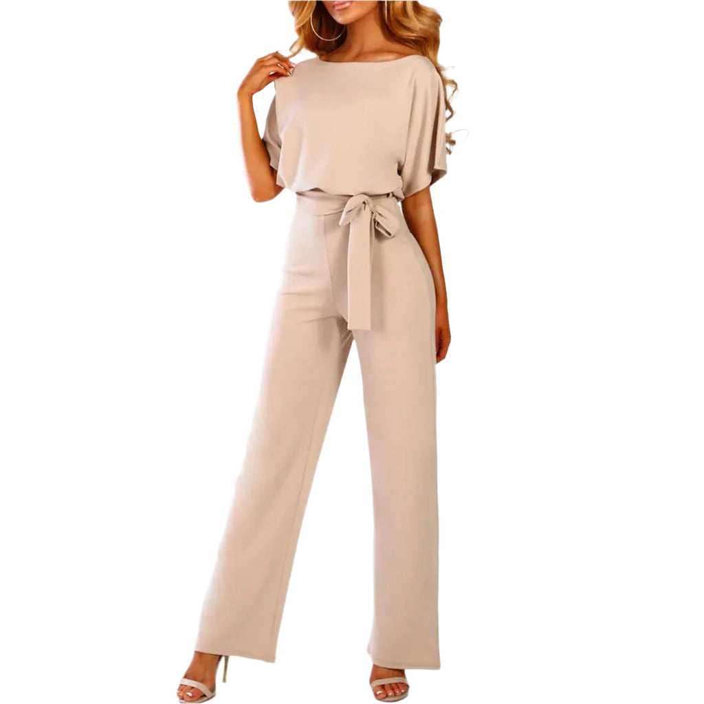 Dame Jumpsuit Elegant Flatterende Polyester med Lace-Up Talje-1