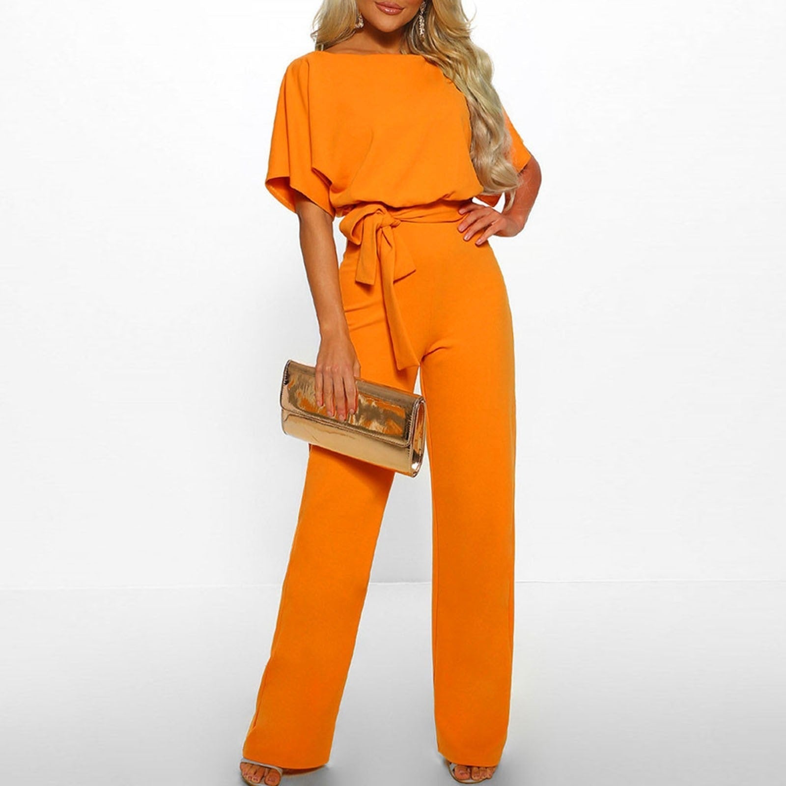 Variant image for Dame Jumpsuit Elegant Flatterende Polyester med Lace-Up Talje-43