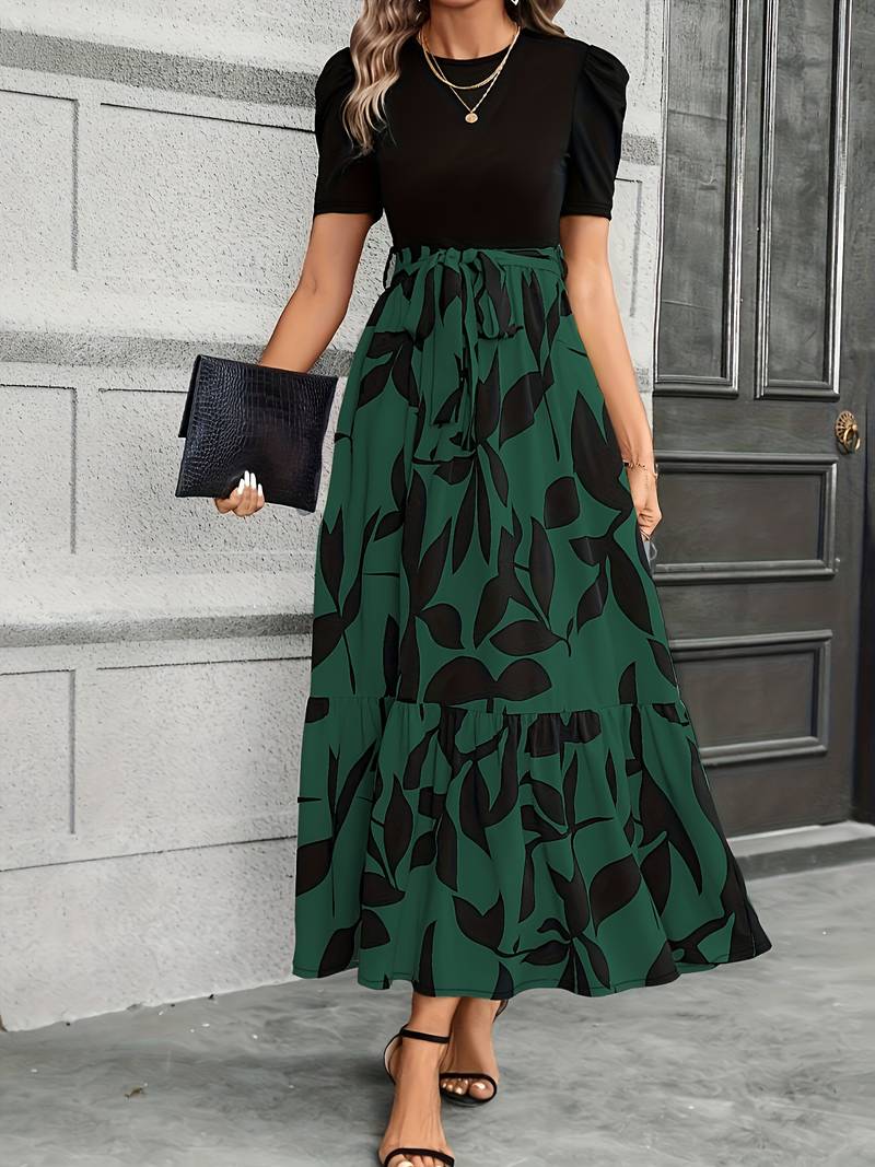 Kvinders Kjole Blomsterprint Rund Hals 100% Bomuld-2