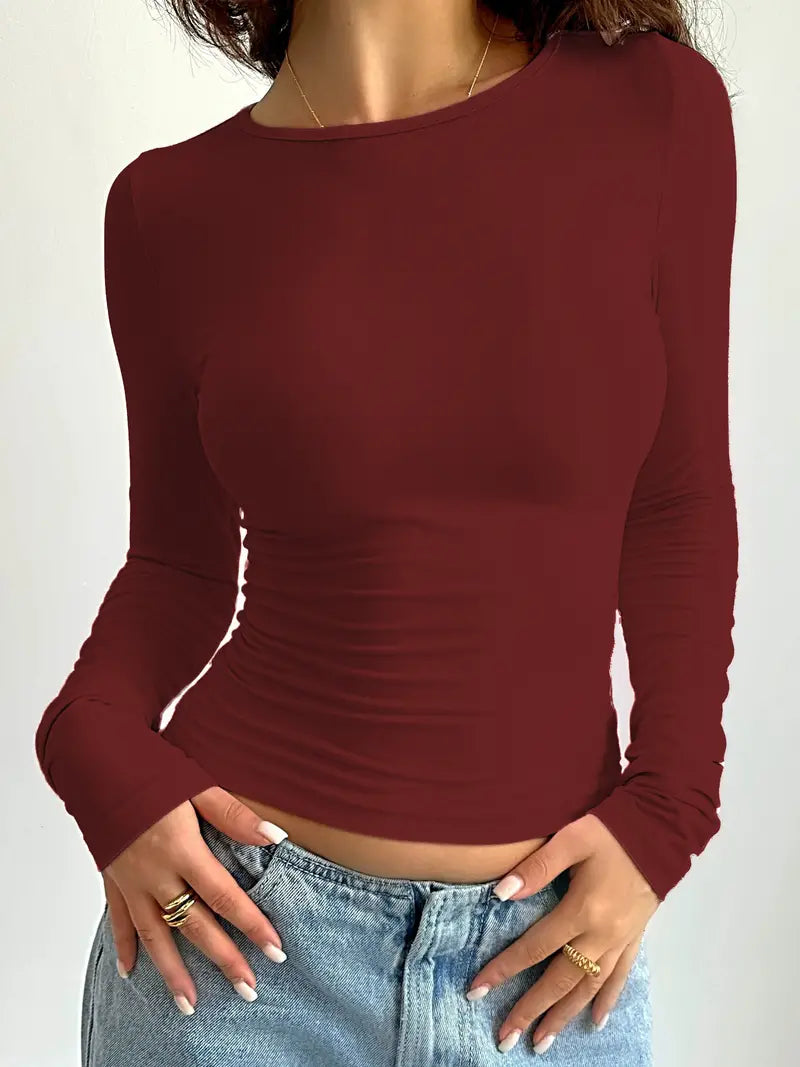 Variant image for Langærmet T-Shirt Dame Rund Hals 100% Bomuld-33