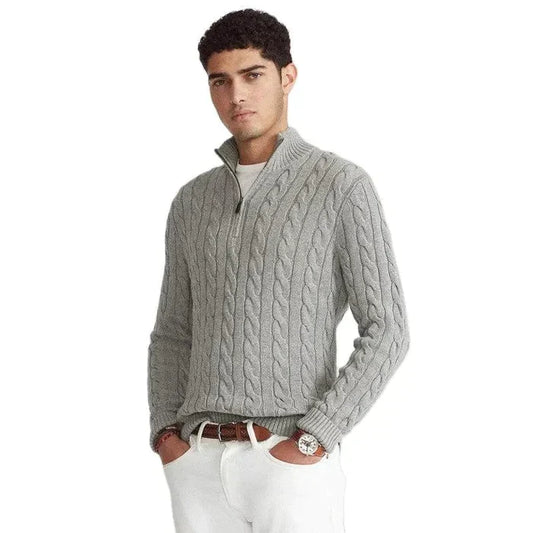 Mænds Sweater Halv Lynlås Afslappet 100% Bomuld 1