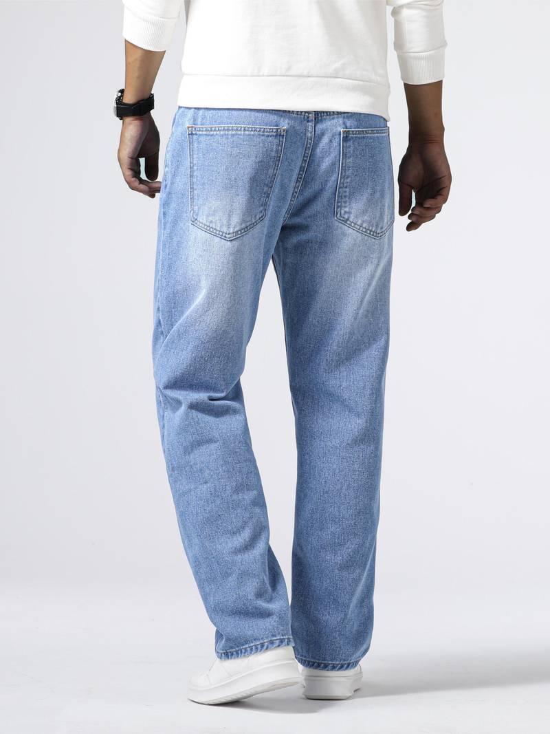 Mænds Jeans Afslappet Design Lige Ben Denim-2