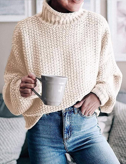 Kvinders Sweater Solid Farve Lange Ærmer Bomuld