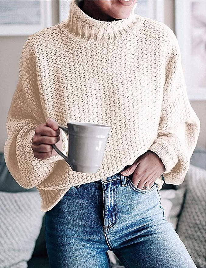 Kvinders Sweater Solid Farve Lange Ærmer Bomuld