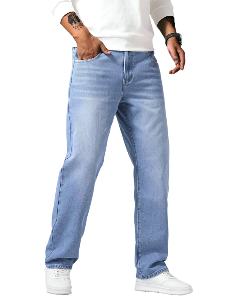 Mænds Jeans Afslappet Design Lige Ben Denim-1