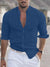 Herre Skjorte Kortærmet 100% Linned Elegant Casual Stil-3