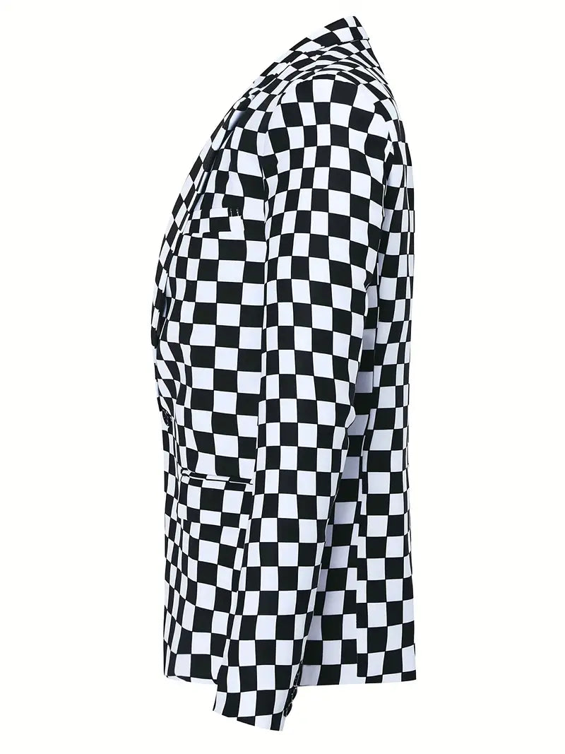 Herre Vinterjakke med Skakmønster Elegant Design Polyester-3