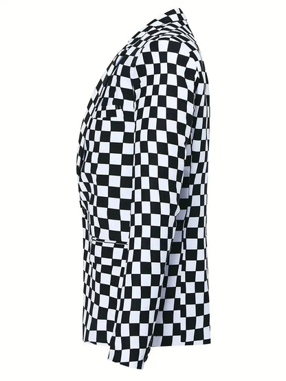 Herre Vinterjakke med Skakmønster Elegant Design Polyester-3