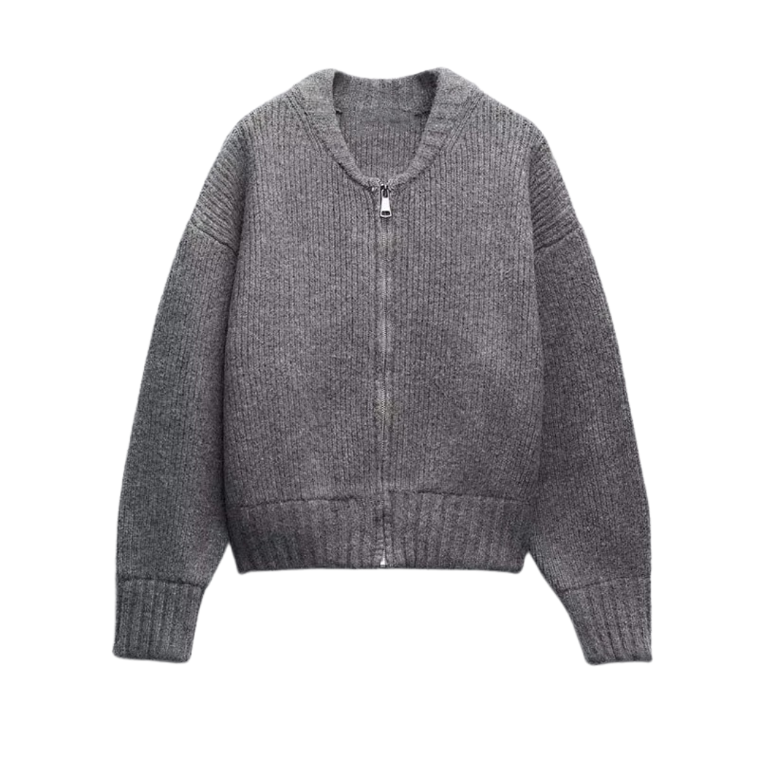 Langærmet sweater med lynlås til kvinder