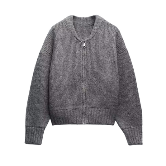 Langærmet sweater med lynlås til kvinder