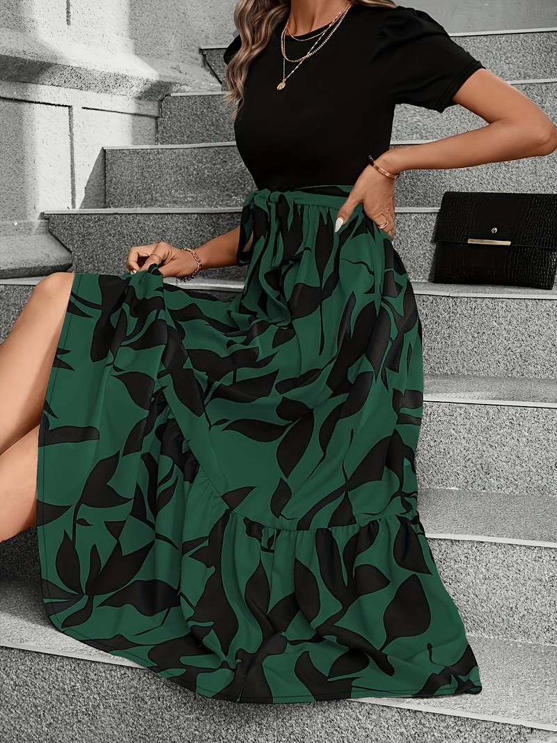 Kvinders Kjole Blomsterprint Rund Hals 100% Bomuld-6