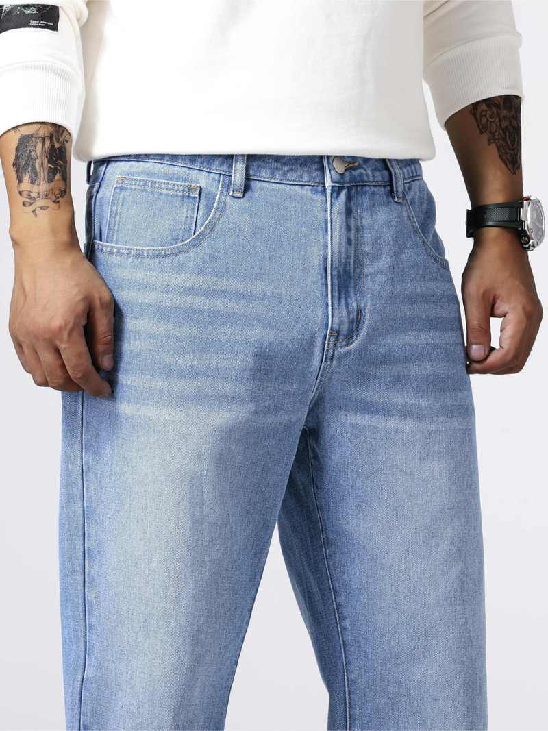 Mænds Jeans Afslappet Design Lige Ben Denim-5
