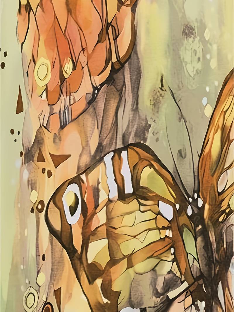 Kvinders V-hals Kjole Sommerfugleprint Let Bomuld-6