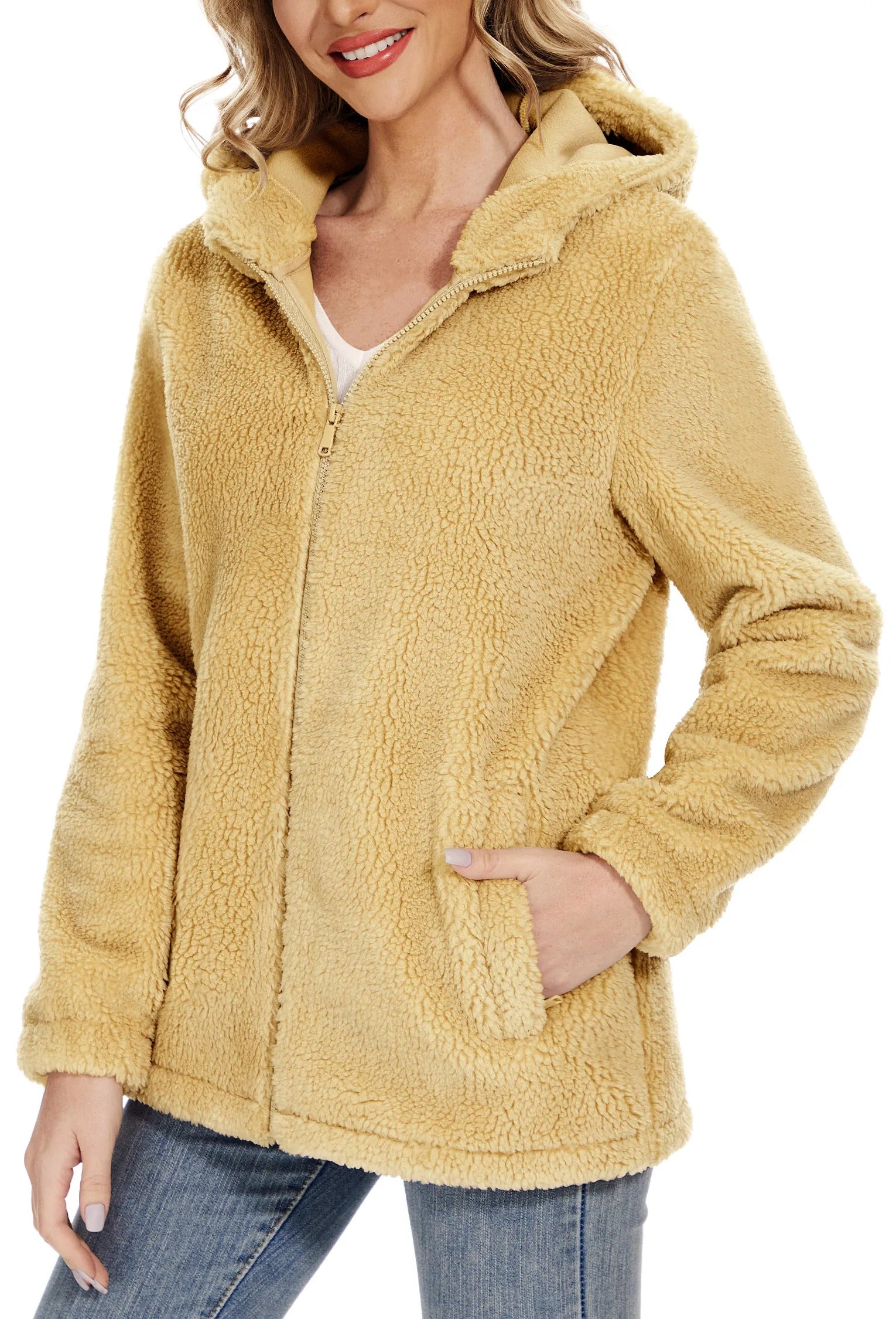 Varm fluffy jakke til kvinder