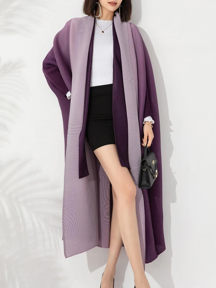 Plisseret trenchcoat med gradient til kvinder