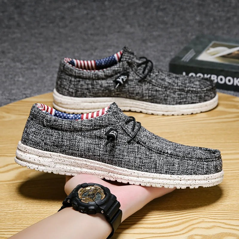 Slip-on-sko i lærred til mænd