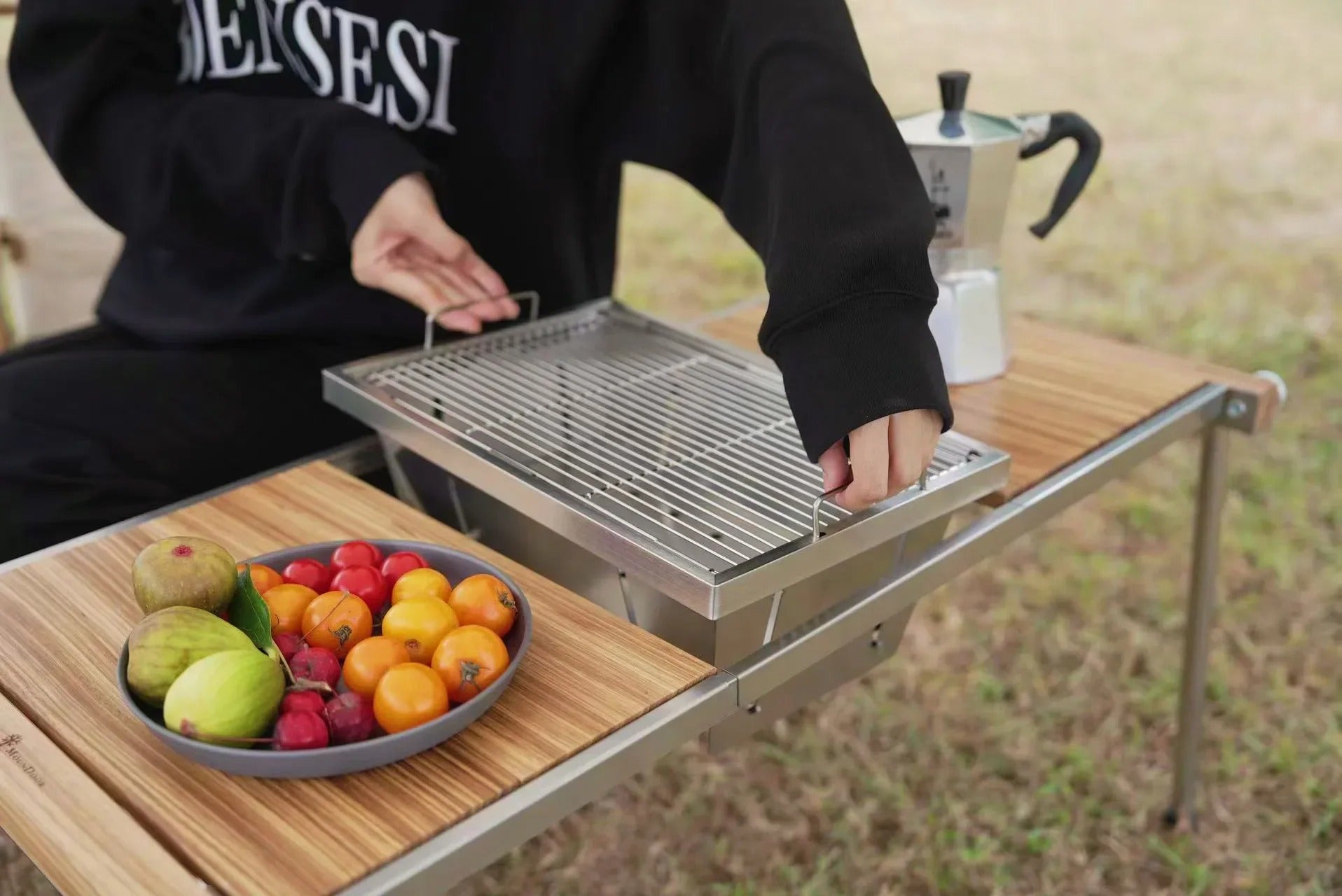 Bærbar grill i rustfrit stål