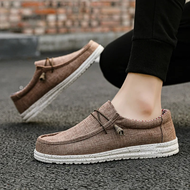 Slip-on-sko i lærred til mænd