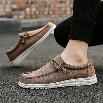 Slip-on-sko i lærred til mænd