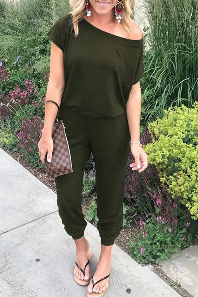 Løs off shoulder-jumpsuit til kvinder