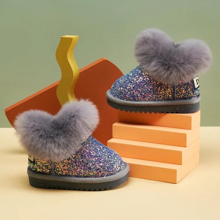 Børn varme plys-snestøvler med blød bund