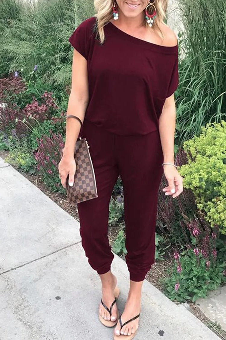 Løs off shoulder-jumpsuit til kvinder