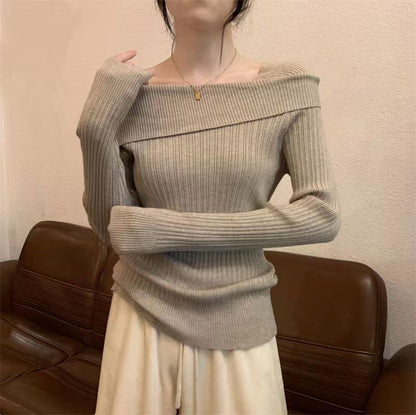 Off Shoulder striktrøje til kvinder