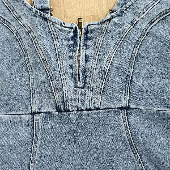 Kvinders Jeanskjole Justerbare Remme Denim-5