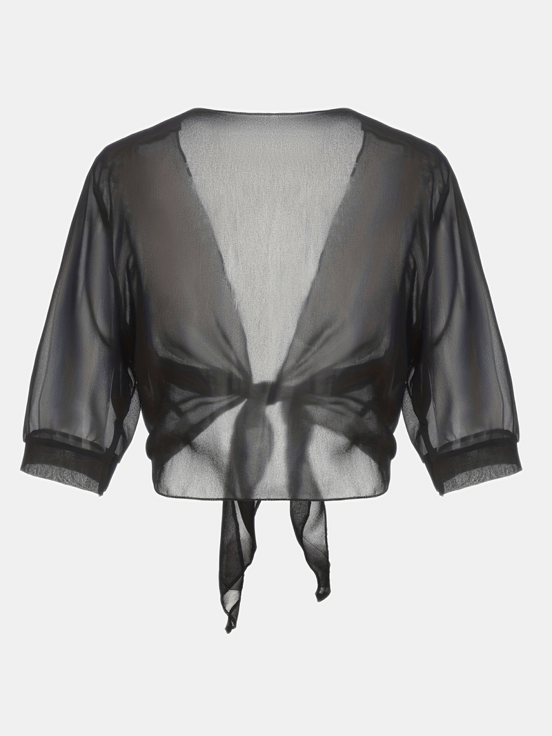 Skjortebluse Dame Åben Front Let Vævning-6
