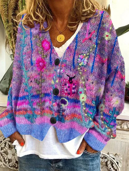 Variant image for Dame Cardigan Retro Uldflannel Tidløs Stil-25