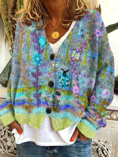 Variant image for Dame Cardigan Retro Uldflannel Tidløs Stil-9