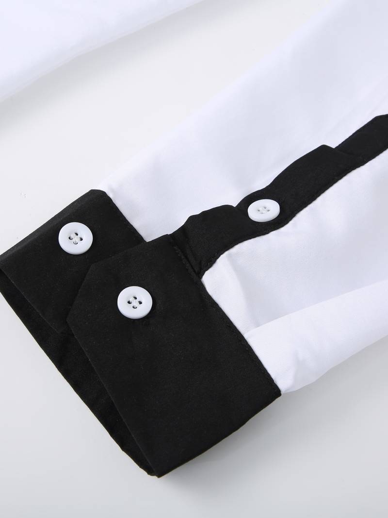 Herre Button-Up Skjorte Kontrasterende Design 100% Bomuld-5