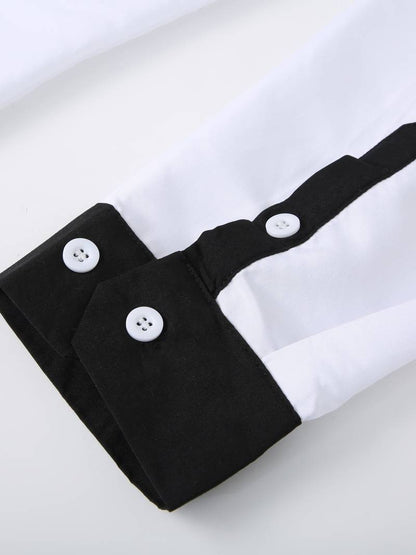 Herre Button-Up Skjorte Kontrasterende Design 100% Bomuld-5