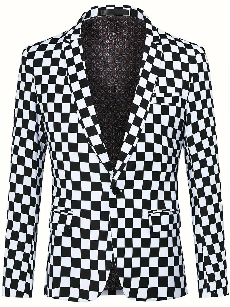 Herre Vinterjakke med Skakmønster Elegant Design Polyester-1