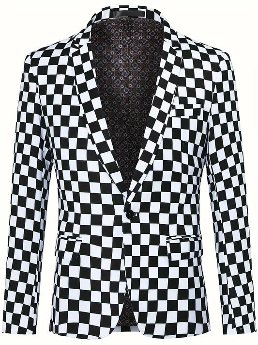 Herre Vinterjakke med Skakmønster Elegant Design Polyester-1
