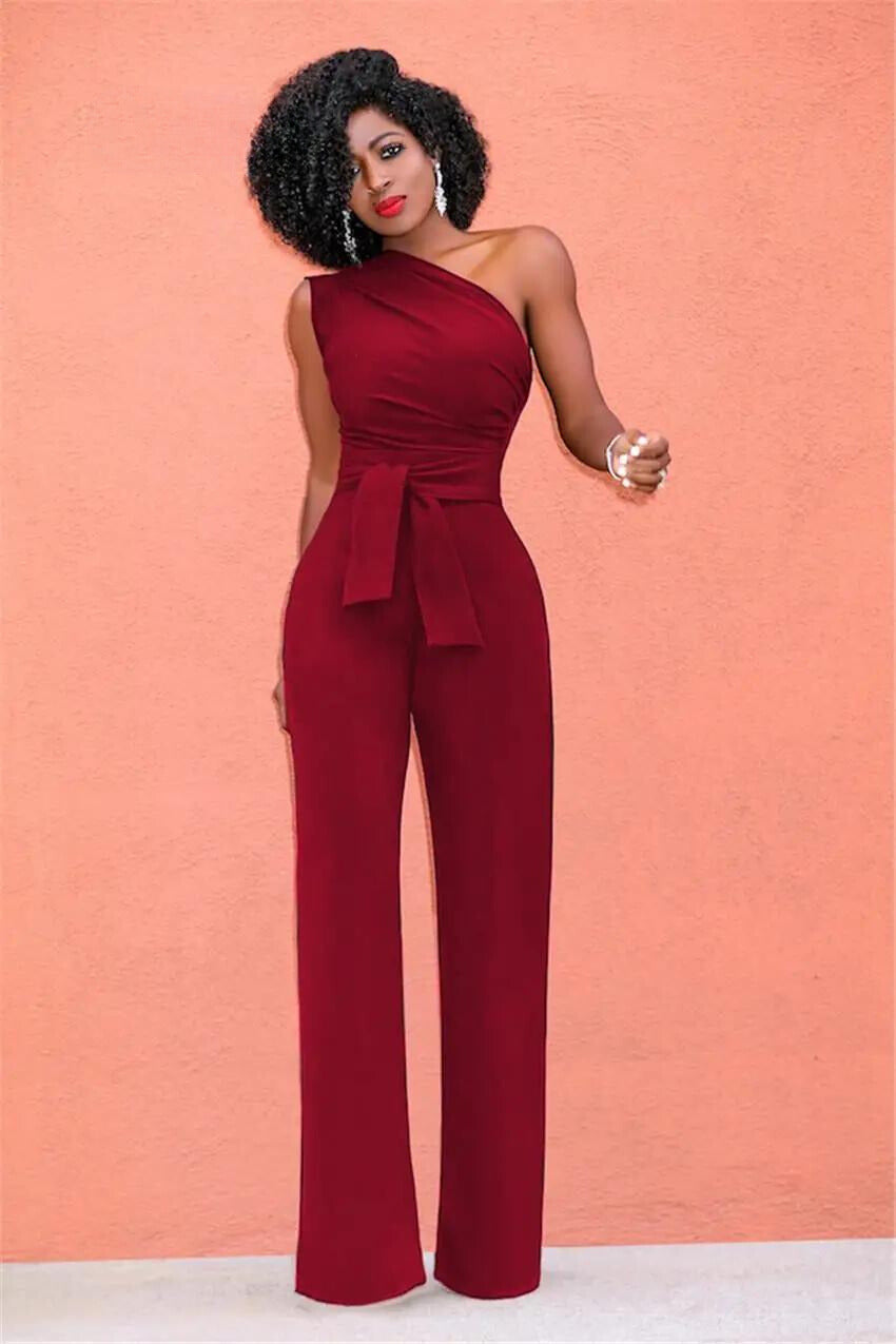 Kvinders Jumpsuit One-Shoulder Polyester Bomuld-2
