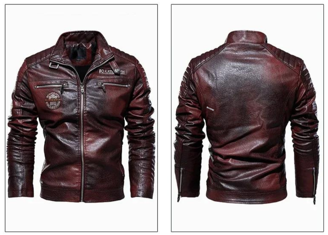 Fleece motorcykel læderjakke til mænd