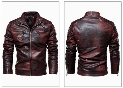 Fleece motorcykel læderjakke til mænd