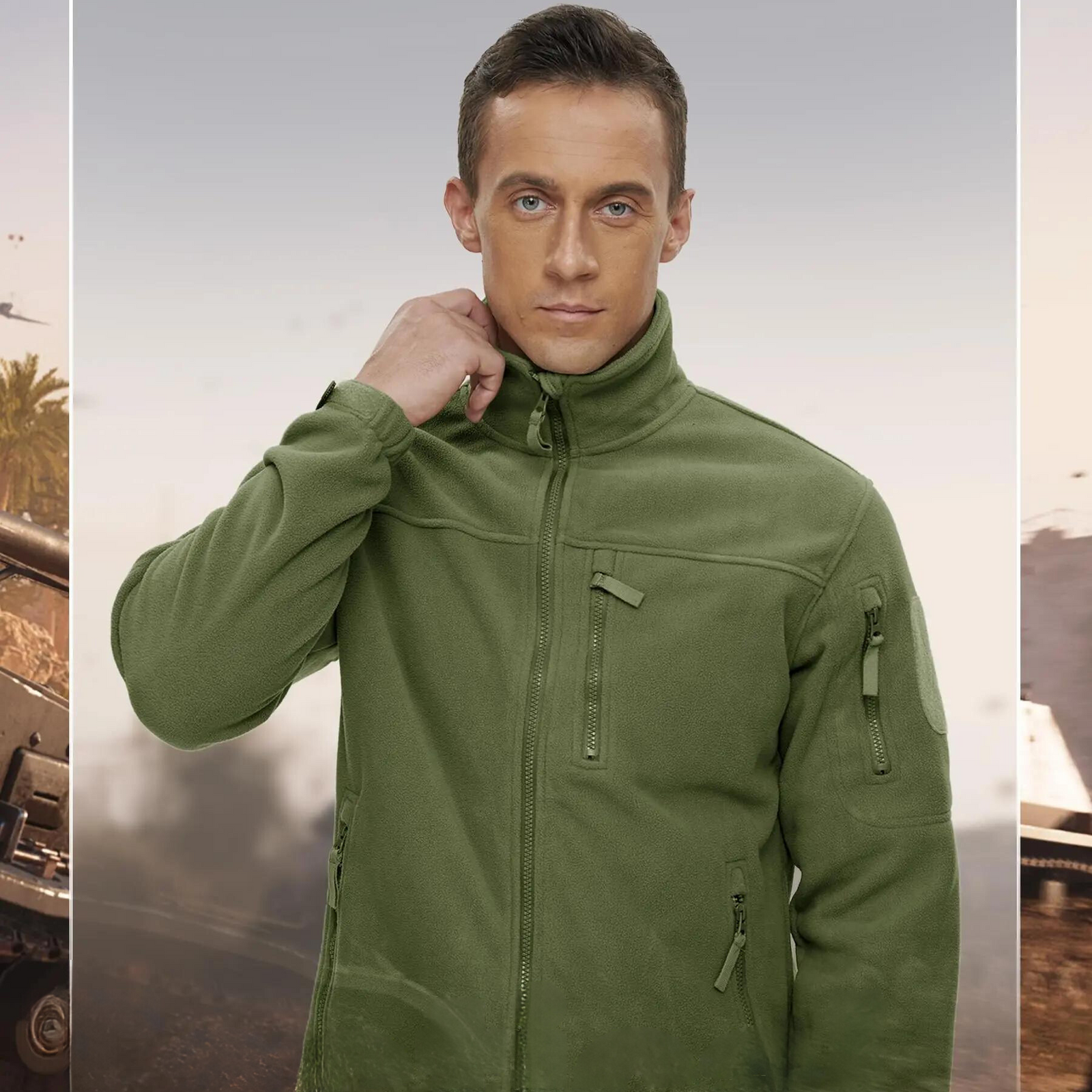 Fleecejakke med fuld lynlås til mænd