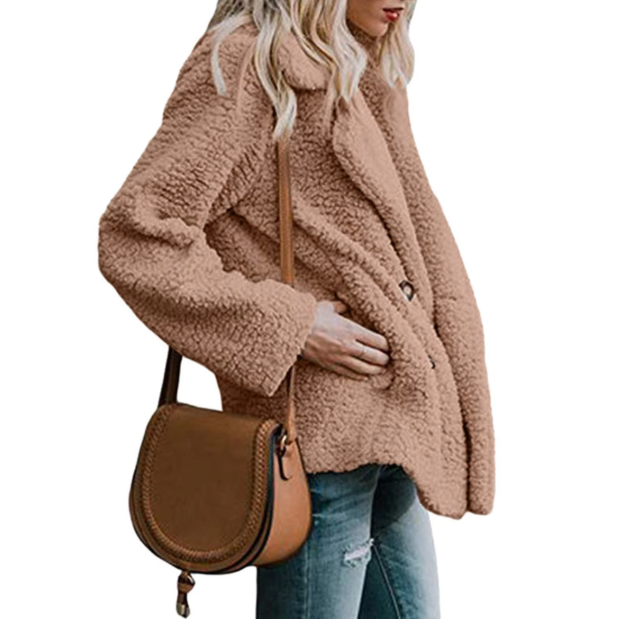 Oversized fluffy fleecejakke til kvinder