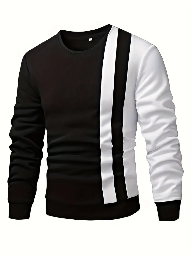 Herre Pullover Farveblok Rund Hals 100% Blød Akryl-1