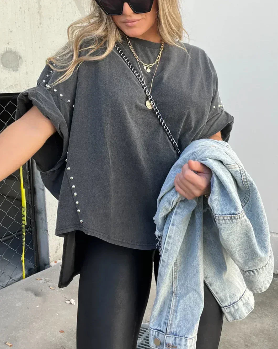 Dame Skjorte Oversized Klassisk Design 100% Bomuld-4