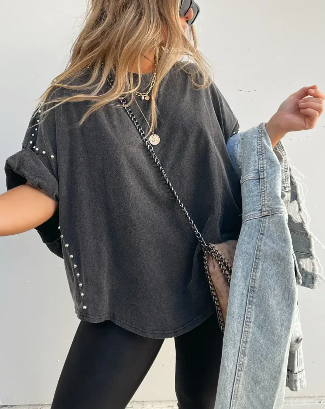 Dame Skjorte Oversized Klassisk Design 100% Bomuld-5