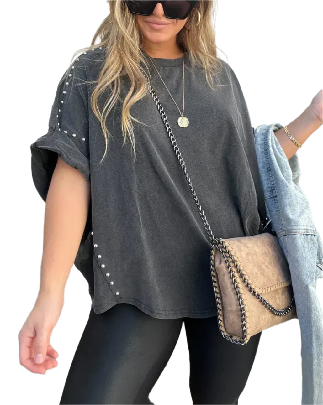 Dame Skjorte Oversized Klassisk Design 100% Bomuld-1