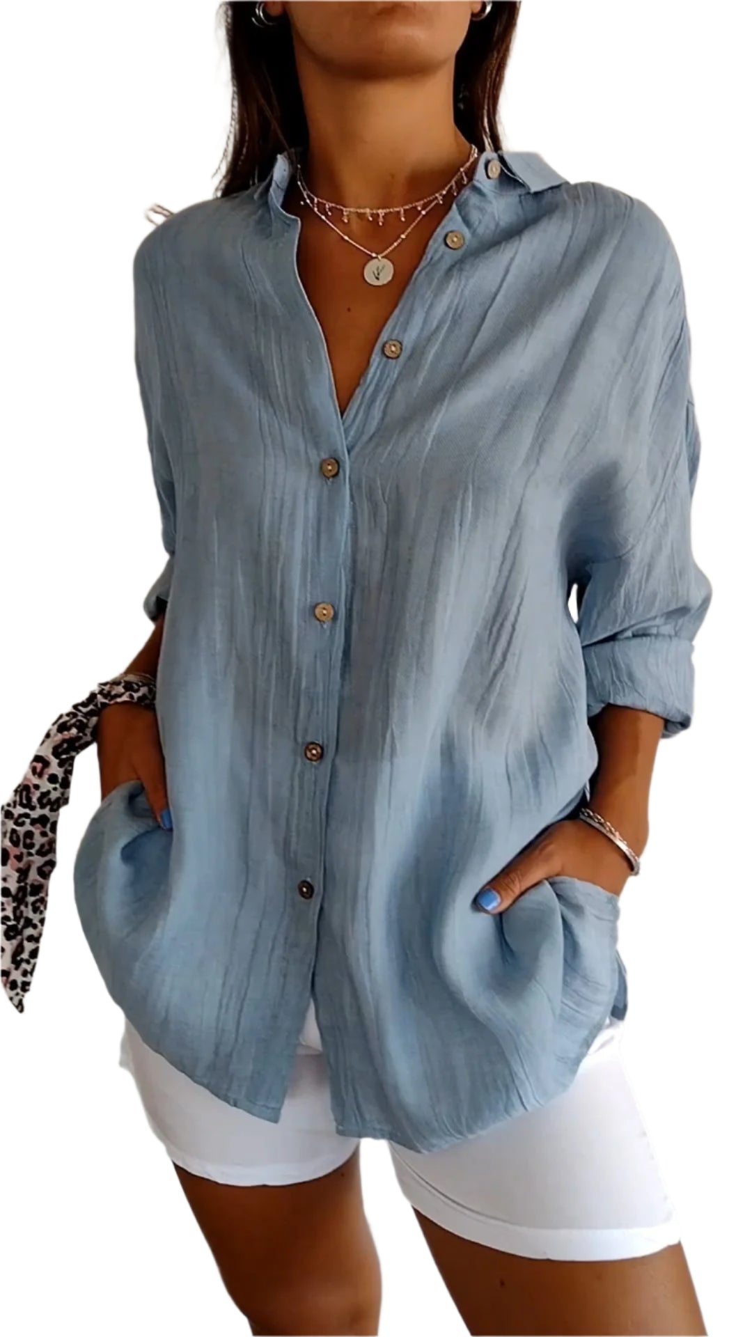 Skjortebluse Dame Elegant Polyester Med Knaplukninger 1