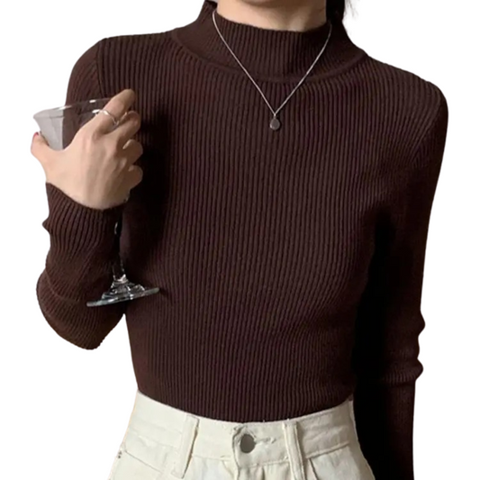Strikket pullover med mock neck til kvinder
