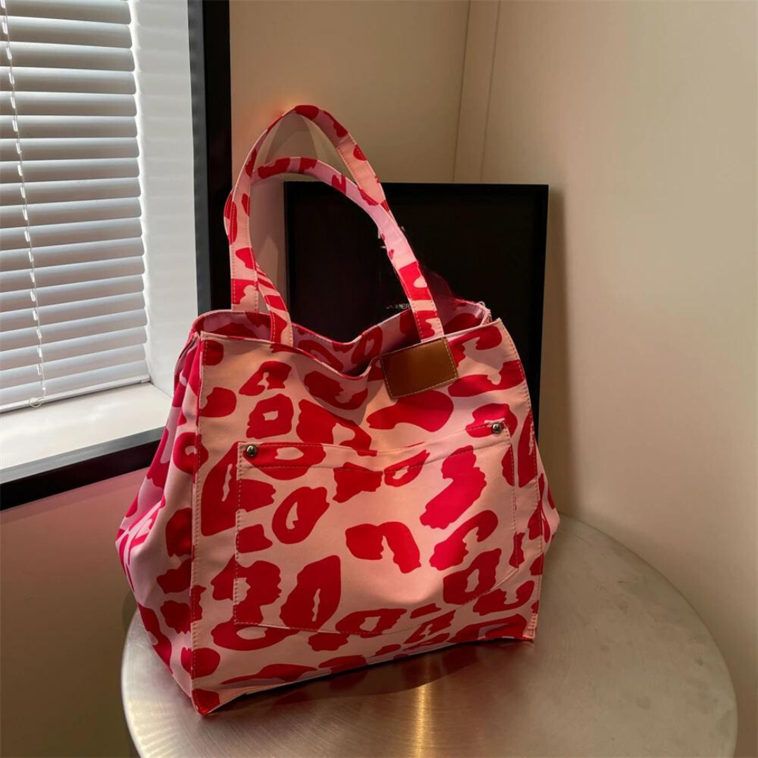 Overdimensioneret skuldertaske med leopardprint